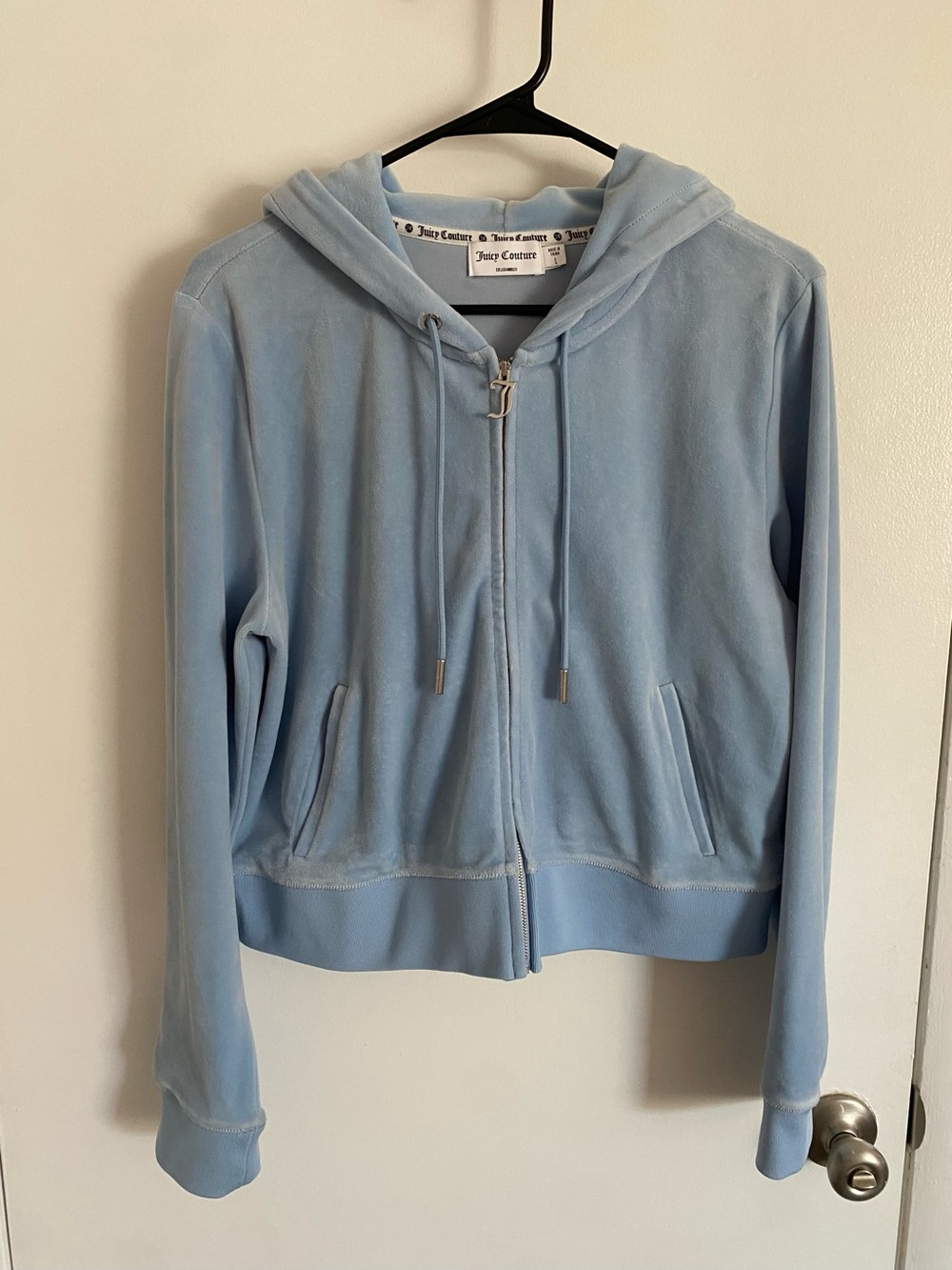 Juicy Couture Baby Blue Velour Zip Hoodie
